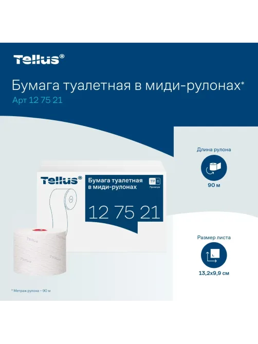 Бумага туалетная Торк/Tellus Премиум T6 2сл бел 90м 27рул/уп_127521/127520