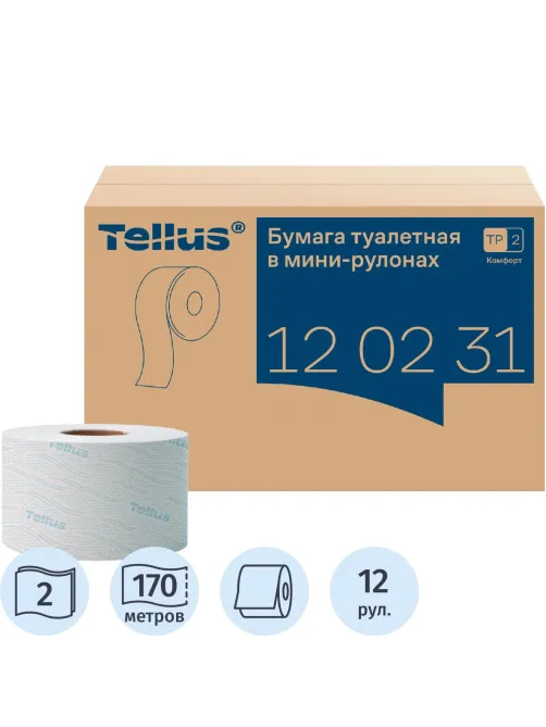 Бумага туалетная д/дисп Торк/Tellus T2 Комфорт в мини 2сл 12рул/уп_120231