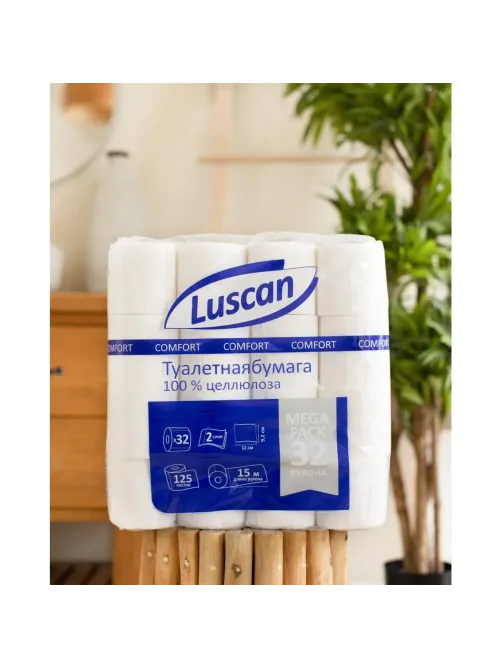 Бумага туалетная Luscan Comfort Megapack 2сл бел цел 15м 125л 32рул/уп