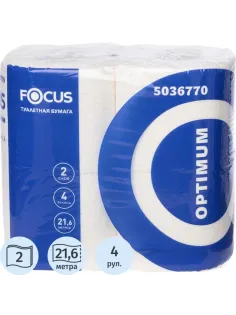 Бумага туалетная Focus Optimum 2сл белая 22м 180л 4рул/уп_5036770/50202215