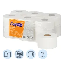 Бумага туалетная д/дисп SoffiPRO Эконом 1сл белая 200м 12рул/уп_10901494
