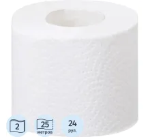 Бумага туалетная JOYeco 2сл натур бел вторич втул 25м 24рул/уп