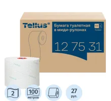 Бумага туалетная д/дисп Торк/Tellus в миди-рул Т6 2сл100м27рул127530/127531