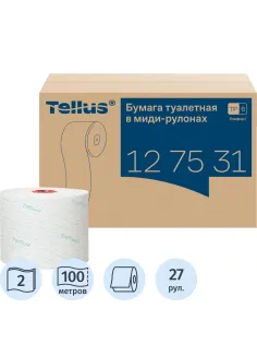 Бумага туалетная д/дисп Торк/Tellus в миди-рул Т6 2сл100м27рул127530/127531