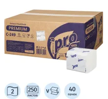 Бумага туалетная д/дисп Protissue 2сл белая цел 250л/пач 40пач/кор_С249