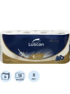 Бумага туалетная Luscan Luxury 4сл, 18м, 8рул/уп