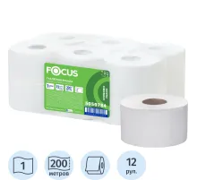 Бумага туалетная д/дисп Focus Eco Jumbo 1сл 200м 12рул/уп_5050784/50202454