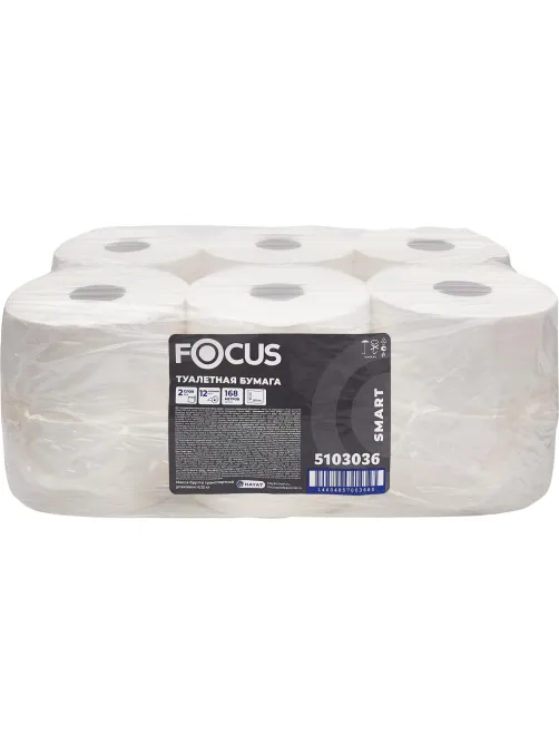 Бумага туалетная д/дисп Focus Smart T2 2сл 168м 12рул/уп_5103036/50204101