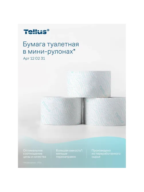Бумага туалетная д/дисп Торк/Tellus T2 Комфорт в мини 2сл 12рул/уп_120231