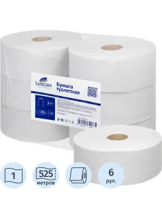 Бумага туалетная д/дисп Luscan Professional 1сл натур втул 525м 6рул/уп