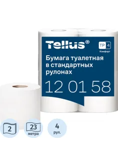 Бумага туалетная Торк/Tellus T4 2сл бел вт 23м 184л 4рул/уп 24уп/бл 120158