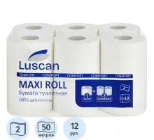 Бумага туалетная Luscan ComfortMax 2сл бел цел 50м 400л 12рул/уп