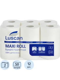 Бумага туалетная Luscan ComfortMax 2сл бел цел 50м 400л 12рул/уп