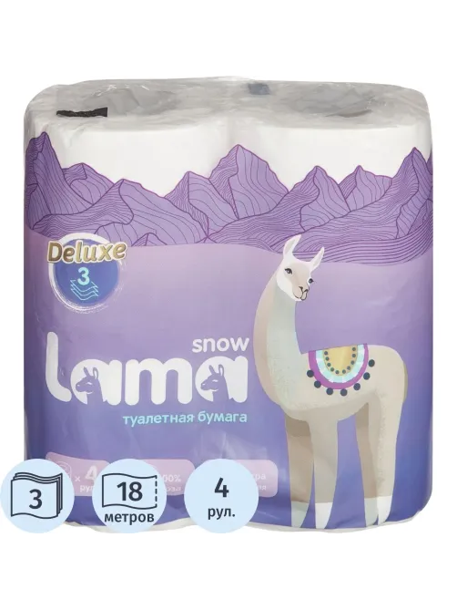 Бумага туалетная Snow Lama 3сл цел 18м 4шт/уп