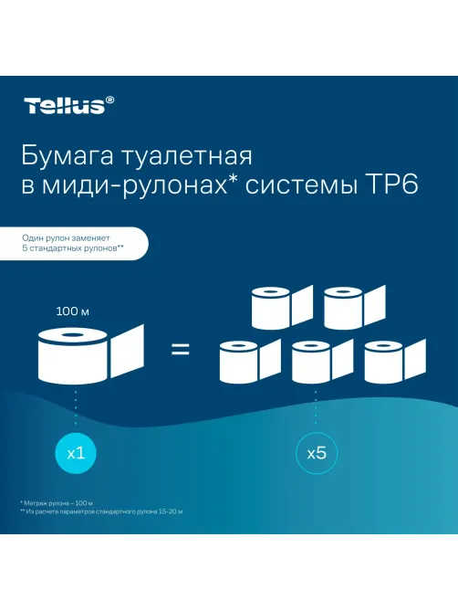Бумага туалетная д/дисп Торк/Tellus в миди-рул Т6 2сл100м27рул127530/127531