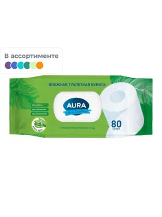Бумага туалетная влажная AURA ULTRA COMFORT с крышкой 80шт/уп