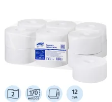 Бумага туалетная д/дисп Luscan Professional 2сл бел втор 170м 12рул/уп
