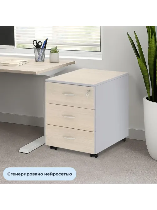 Тумба Easy St . выкатная 911274 (440) 3 ящ. св.дуб/сер