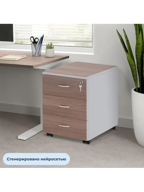 Тумба Easy St . выкатная 911274 (570) 3 ящ. т.дуб/сер