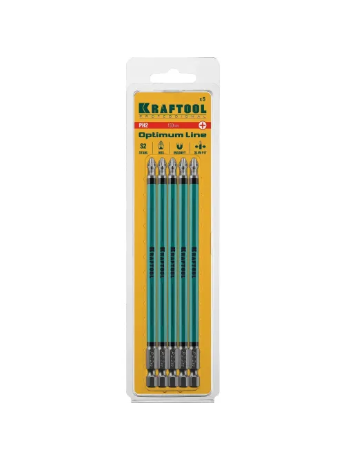 Бита KRAFTOOL Optimum Line PH2, 150 мм, тип E, 5 шт/уп (26122-2-150-5)