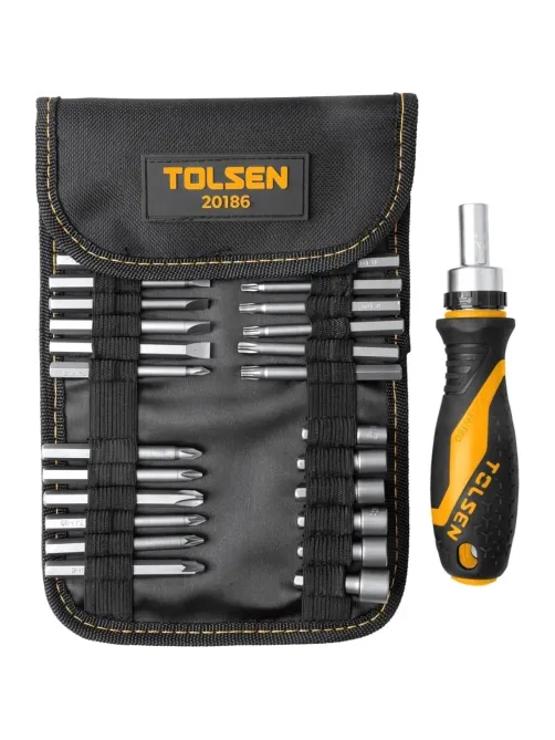 Набор бит 1/4, PH, PZ, Hex, Torx, Slotted, 26 предметов TOLSEN TT20186