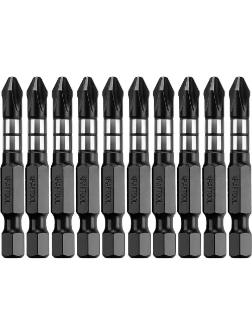Бита KRAFTOOL Impact Pro PH2, 50мм, тип Е, 10шт/уп (26191-2-50-S10)