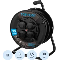 Удлинитель Topfort пласт. КГ 3х1,5 30м на катушке IP 44 (c/з)