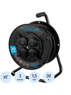 Удлинитель Topfort пласт. КГ 3х1,5 30м на катушке IP 44 (c/з)