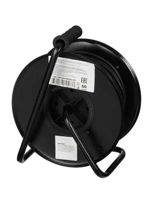 Удлинитель Topfort КГ 3х1,5 50м, на мет.катушке, 4 гнезда с/з.,с/загл.,IP44