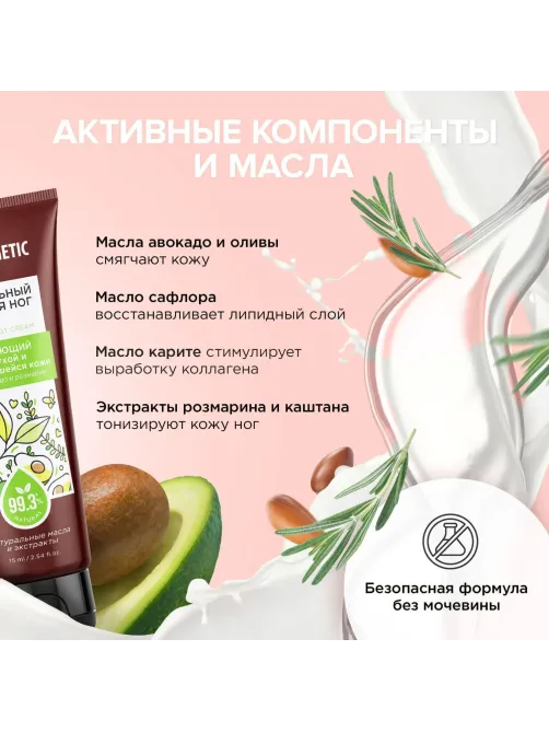 Крем для ног SYNERGETIC для сухой и потрескавшейся кожи 75 мл