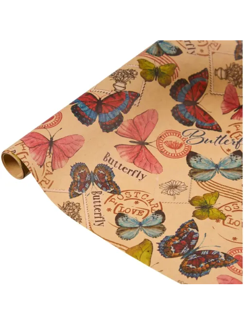 Бумага упаковочная крафт Троп.бабоч,в лист,100х70,немел,80 г/м2,44736