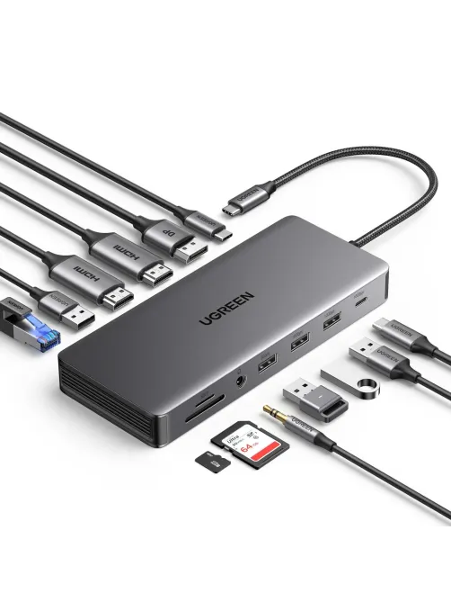 Адаптер UGREEN CM681 (15978) Revodok Pro 13-in-1 4K/60Hz/2xHDMI/DP/PD