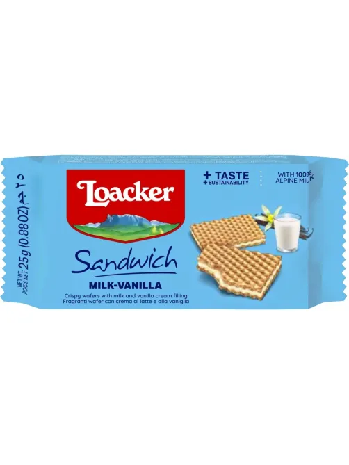 Вафли Loacker сэндвич ваниль 25гx25шт/уп 14012-029