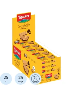 Вафли Loacker сэндвич шоколад 25гx25шт/уп 14011-034