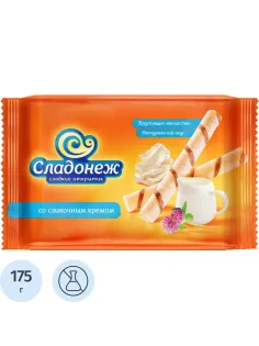 Вафельные трубочки Сладонеж со сливочным кремом, 175г