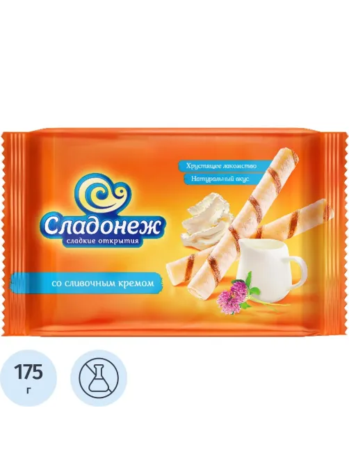 Вафельные трубочки Сладонеж со сливочным кремом, 175г