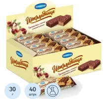 Вафли Коломенское Шоколадница глазированные, шоубокс, 40штx30г/уп