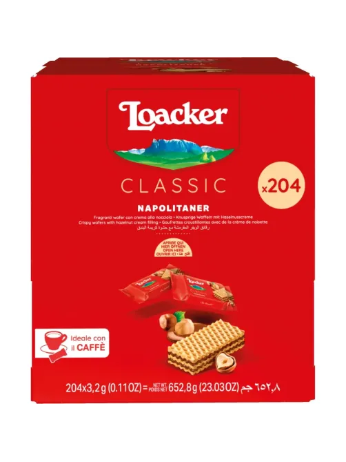 Вафли Loacker минис наполитанер, 3,2гx204шт/уп