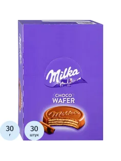 Вафли Milka с начинкой с какао покрытые молоч шоколадом, 30штx30г