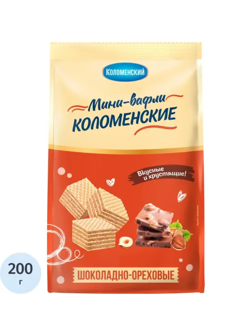 Вафли Коломенские мини в гассете шоколадно-ореховые 200г