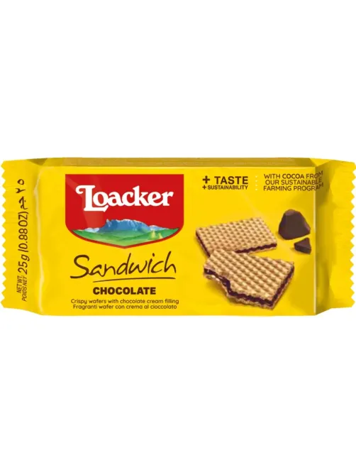 Вафли Loacker сэндвич шоколад 25гx25шт/уп 14011-034