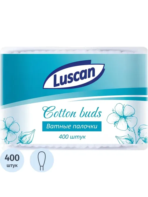 Палочки ватные Luscan п/э пакет 400шт/уп