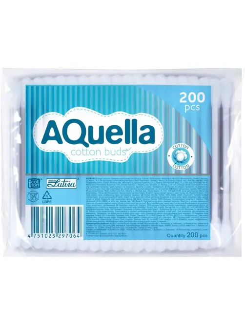 Палочки ватные AQUELLA КК/48 п/э 200шт/уп