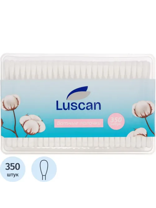 Палочки ватные Luscan   пластик. моноблок 350шт/уп