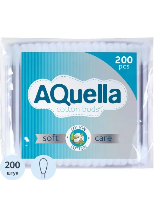 Палочки ватные AQUELLA КК/48 п/э 200шт/уп