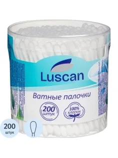 Палочки ватные Luscan стакан 200шт/уп