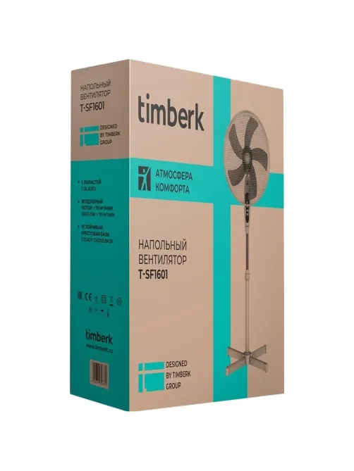 Вентилятор Timberk T-SF1601, напольный, 40см, белый