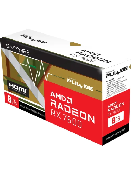 Видеокарта Sapphire RX7600 PULSE 8GB, 3xDP HDMI(11324-01-20G)