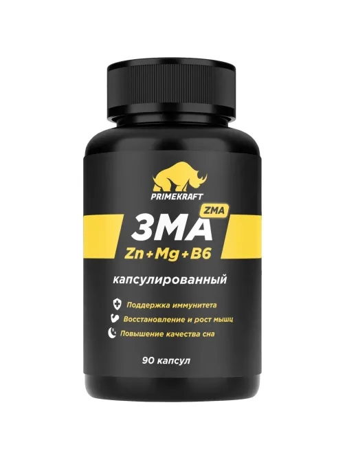 БАД PRIMEKRAFT к пище капсулированный ЗМА(ZMA), банка 90 капс