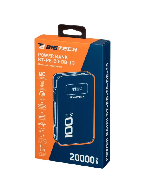 Внешний аккумулятор BigTech (BT-PB-20-DB-13) 20000 mAh темно-синий